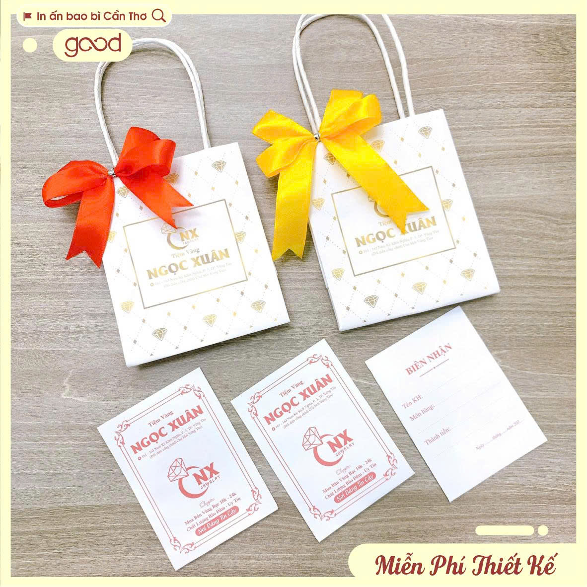 IN COMBO TÚI KRAFT - BAO TIỆM VÀNG - BIÊN NHẬN